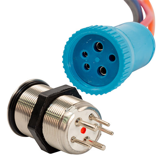 Bluewater 22mm Push Button Switch - Off/On Contact - Blue/Red LED - 1' Lead [9059-1113-1]