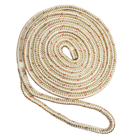 New England Ropes 3/4" Double Braid Dock Line - White/Gold w/Tracer - 35 [C5059-24-00035]